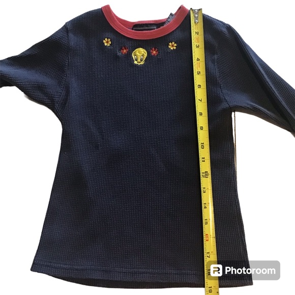 Vtg 90’s Kids Looney Tunes Tweety Bird Thermal Long Sleeve Shirt Sz. L/G Navy - Picture 3 of 8